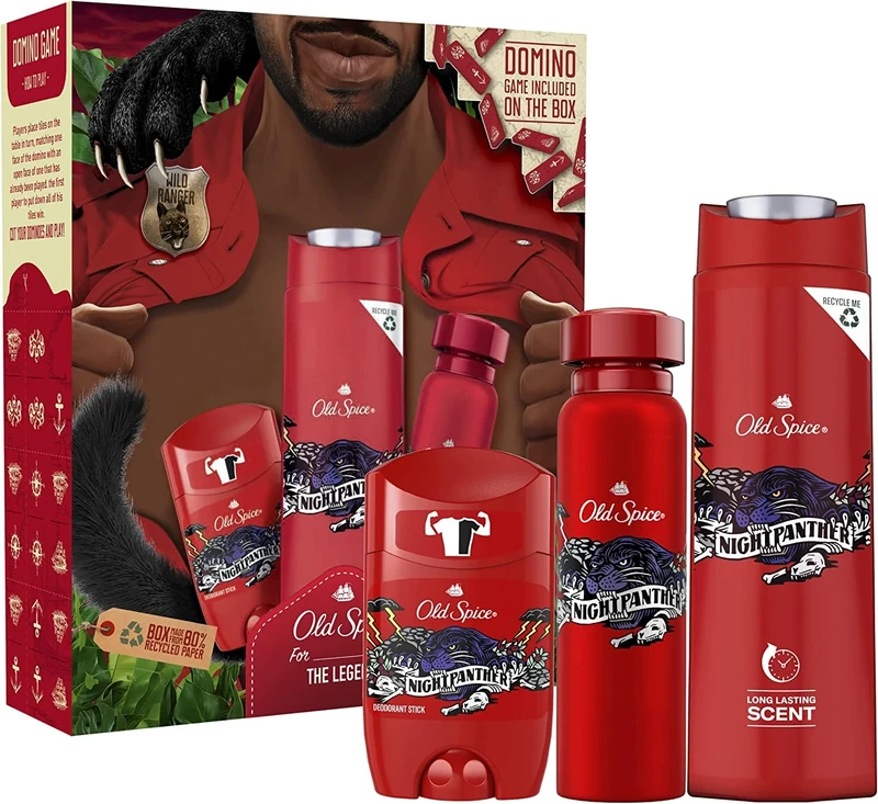 Old Spice Gift Set For Men With Night Panther Deodorant Spray, Deodorant Stick And Shower Gel