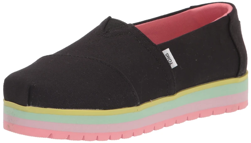 TOMS Youth Girl Alpargata Platform Platform, Black, 5 UK