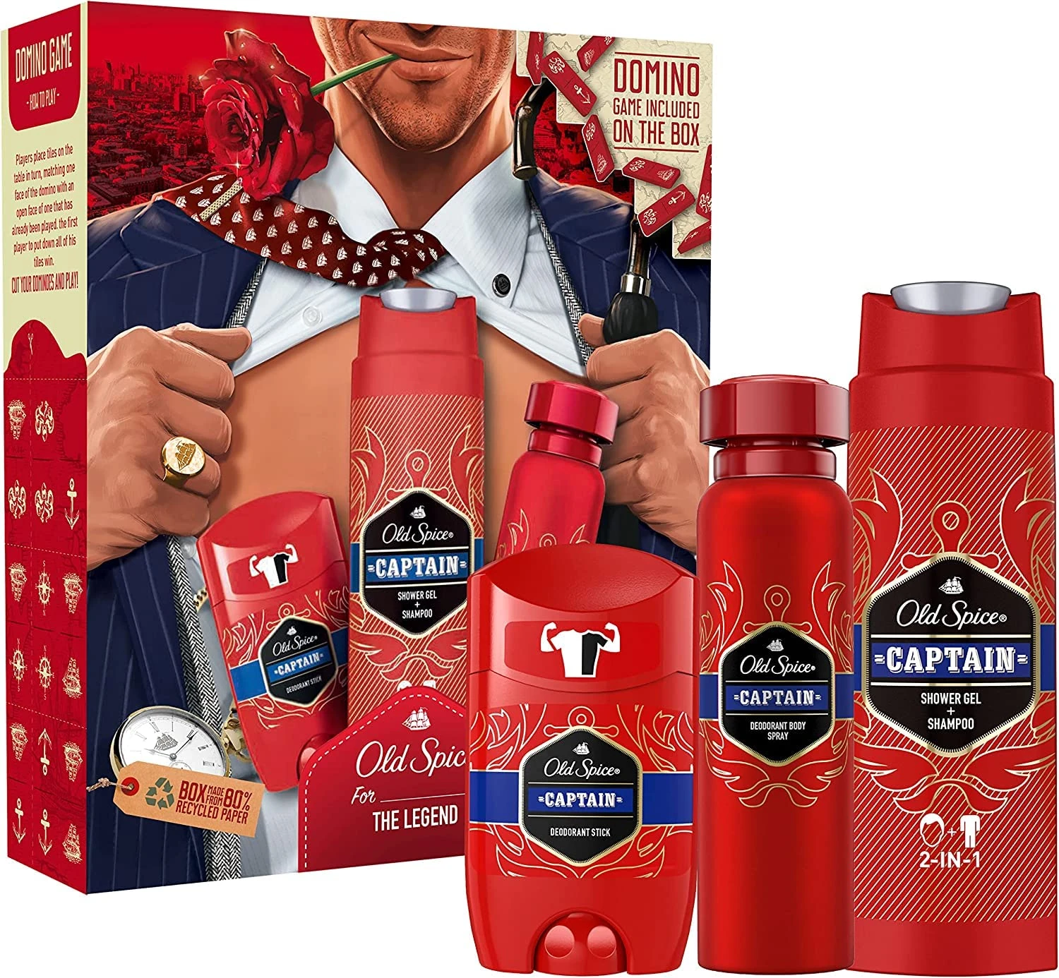 Old Spice Gentleman Gift Set For Men With Captain Deodorant Spray, Deodorant Stick And Shower Gel