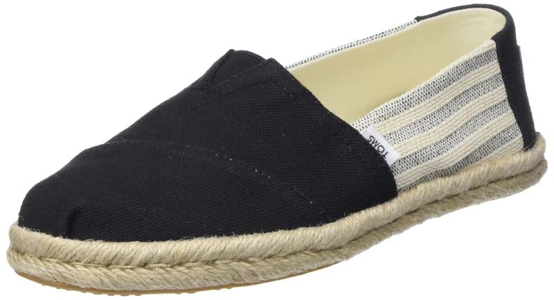 TOMS Women's Alpargata Rope Loafer Flat, Black, 3 UK