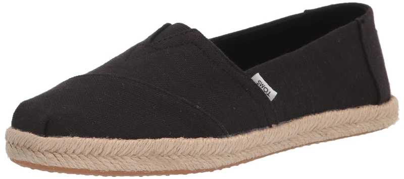 TOMS Women's Alpargata Rope Loafer Flat, Black, 7.5 UK