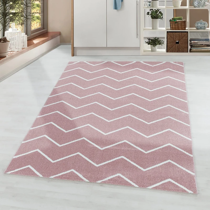 Zigzag pattern, short pile rug, flat pile rug, living room, bedroom