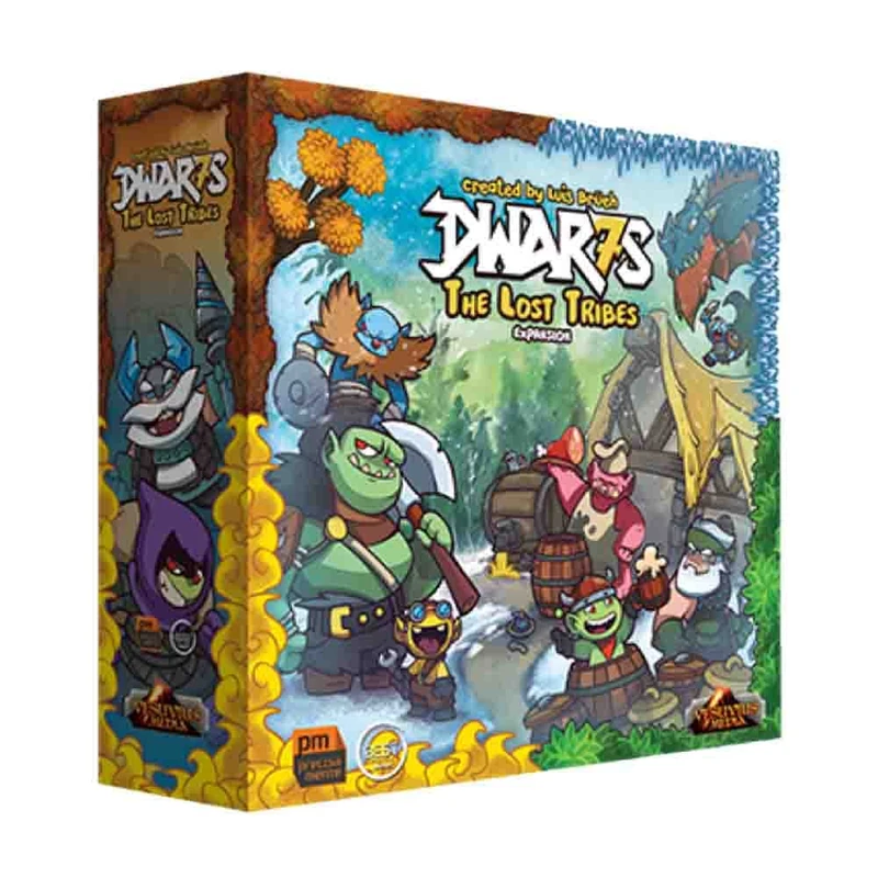 Vesuvius Media | DWAR7S Lost Tribes Exp. | Board Game Expansion, Dwar7s Fall Winter Spring Summer Compatible, 3 Asymmetric Tribes Ogres Half-Bloods Crystal Dwarfs | 1-4 Players | Playing Time Varies