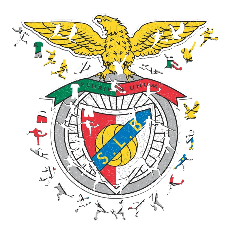Iconic Puzzles - Benfica Logo, 100% eco-sustainable wooden puzzle with official license, Size L, 500 pieces