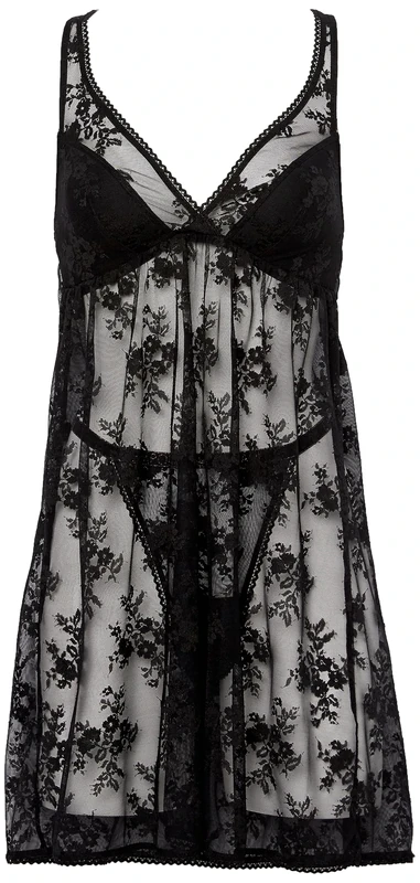 Emporio Armani Women's Embroidery Lace Lingerie Set, Black/Flower Garden, XL