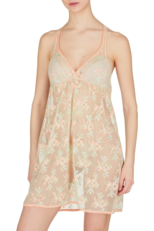 Emporio Armani Women's Embroidery Lace Lingerie Set, Papaya/Flower Gard, M