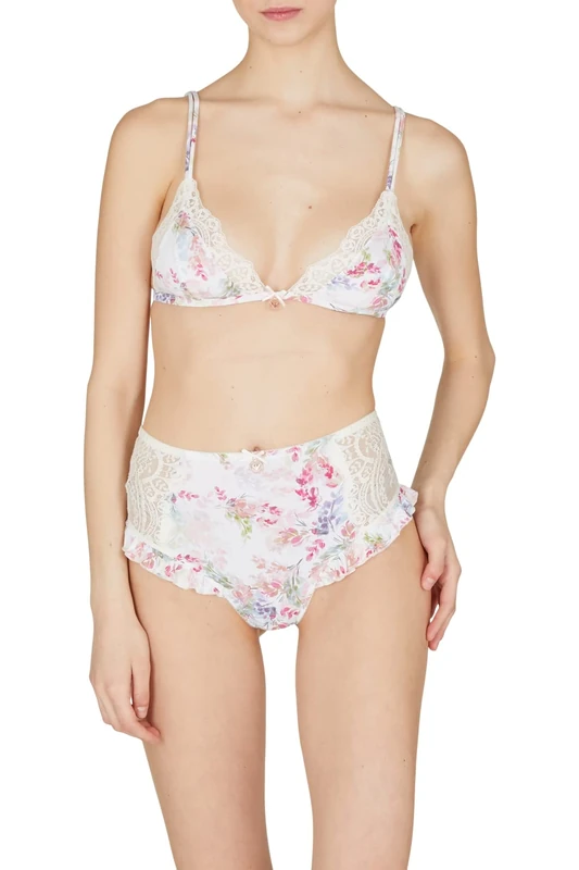 Emporio Armani Underwear Women's Daily Charm Microfiber Thong Hipster Panties, Yogurt Floral Print, S, Yogurt floral print, S - Image 1