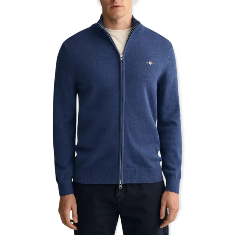 GANT Men's Casual Cotton Zip Cardigan, Bright Red, 3XL