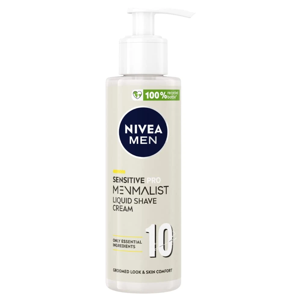NIVEA MEN Sensitive Pro Menmalist Liquid Shave (200ml), Shaving Foam with 10 Essential Ingredients for a Groomed Look & Comfortable Skin, Non-Irritating Shaving Gel