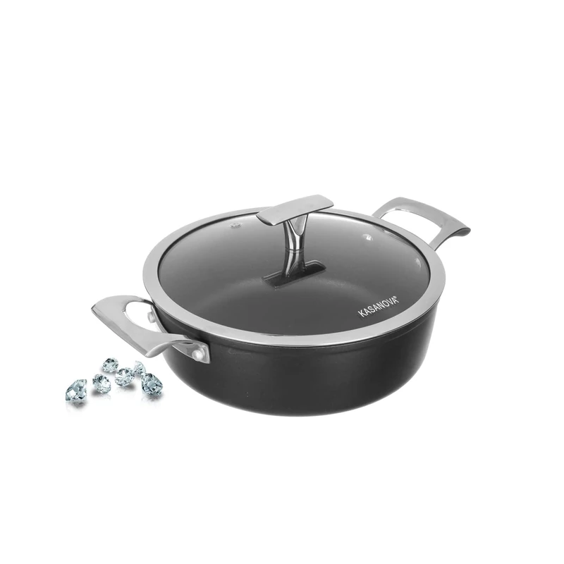 KASANOVA Frying Pan 24 cm with Lid Black Diamond Black Kitchen