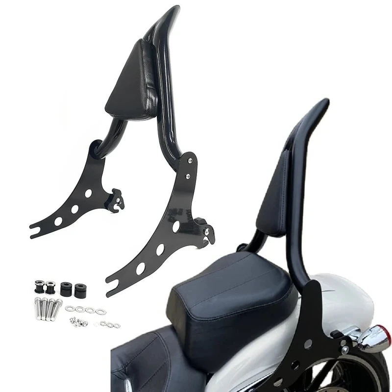Black Sissy Bar Passenger Backrest Pad Compatible for Harley Fatboy Lo FLSTF 07-17 Softail FXST FLST CVO 06-12, Night Train 06-09, Cross Bones 08-11