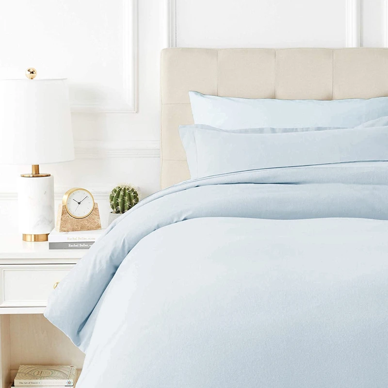 TEXAS LINEN CO. 100% Egyptian Cotton Duvet Cover Queen Size, Texan Talkin' Collection 600 Series 3 PC Duvet Cover, Extra Long Staple Egyptian Cotton Quilt Cover, Hidden Zipper Closure - Light Blue