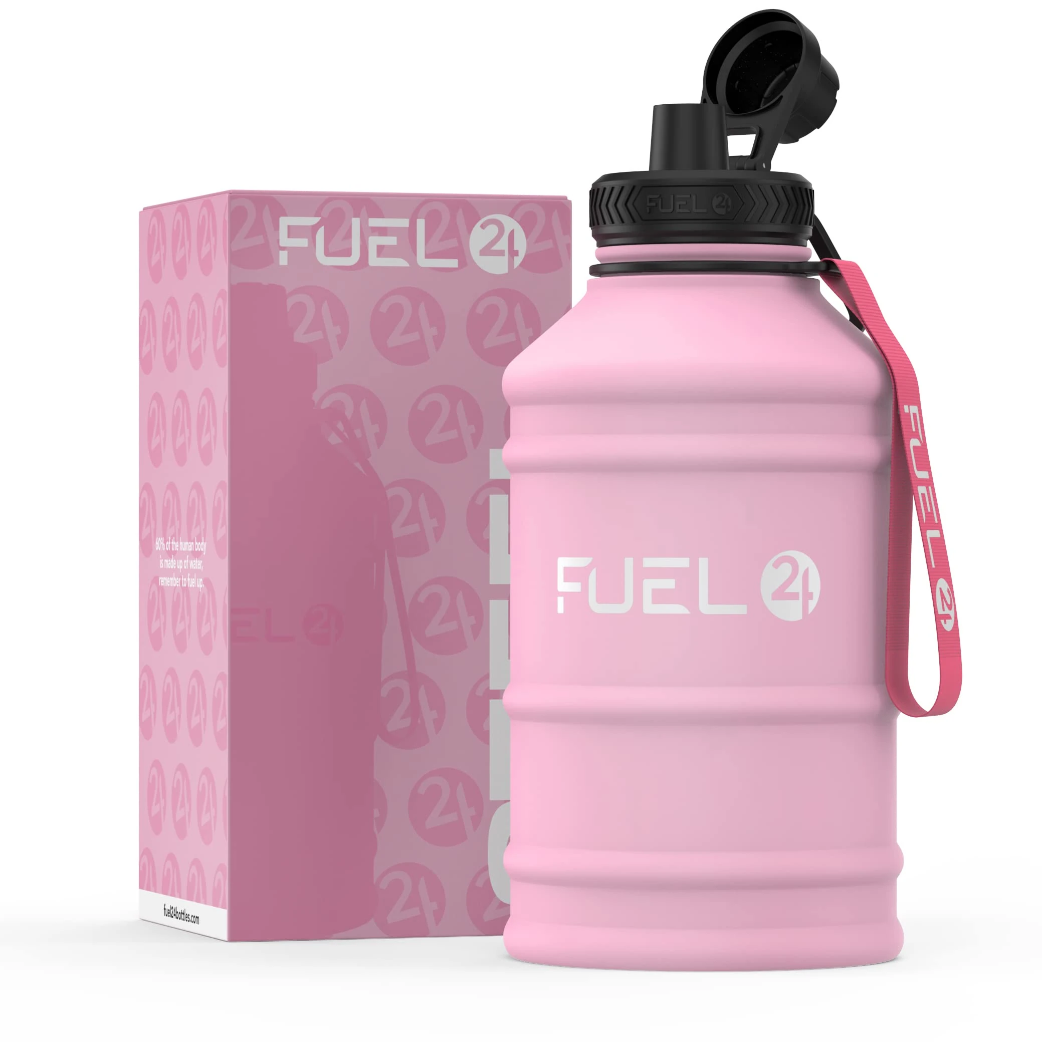 Fuel24 1.3L/2.2L Water Bottle Metal - STRONG, Drop & Leakproof BPA free 1L 2L Stainless Steel (2 Litre) - Large Gym Bottles for Men, Sports Water Bottle, Travel, Hiking Water Bottle