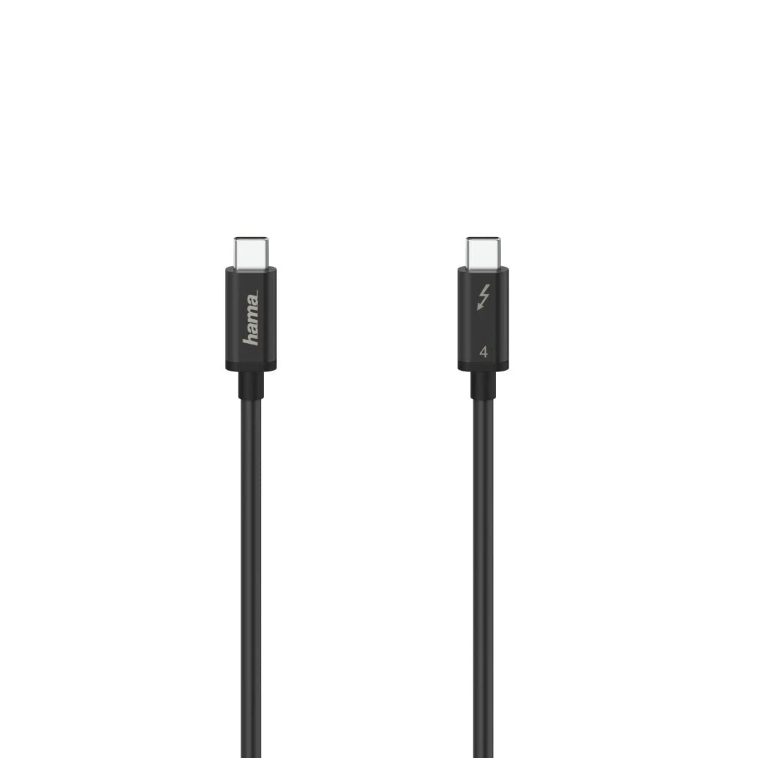 Hama Thunderbolt USB-C Cable (40 Gbit/s, 5A, 100 W, Ultra-HD 8K, Double Shielded, Narrow Plug, 0.8 m) Black