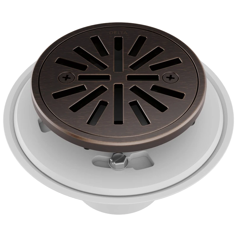 Delta 4 Inch Oil Rubbed Bronze Tile-In Round Shower Floor Drain with Gasket and Removable Drain Gate, Venetian Bronze DT061411-RB