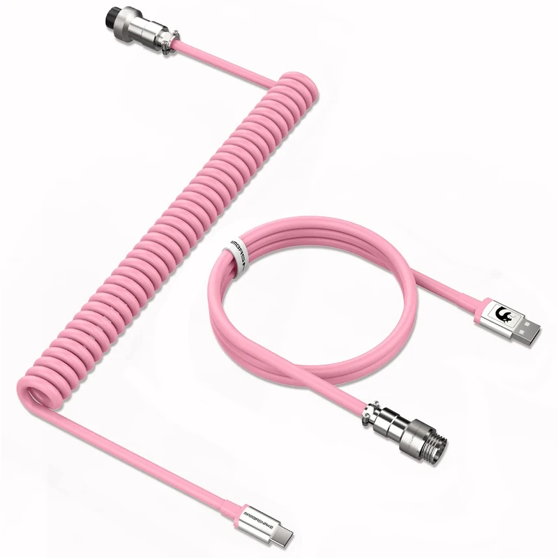 MAMBASNAKE C01 Pink Coiled USB-C Keyboard Cable 8KHz