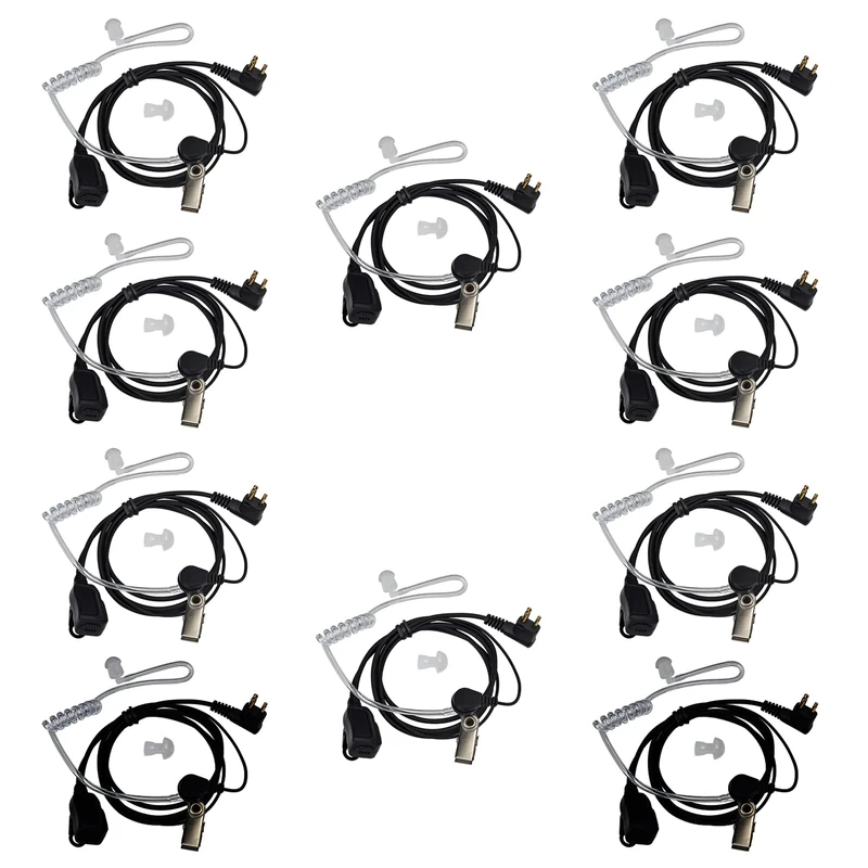 HYSHIKRA Covert Air Acoustic Tube Walkie Talkie Earpiece Headset with PTT and Microphone Compatible for Motorola GP300 CP040 DP1400 CLS1110 Two Way Radio (10 pcs)