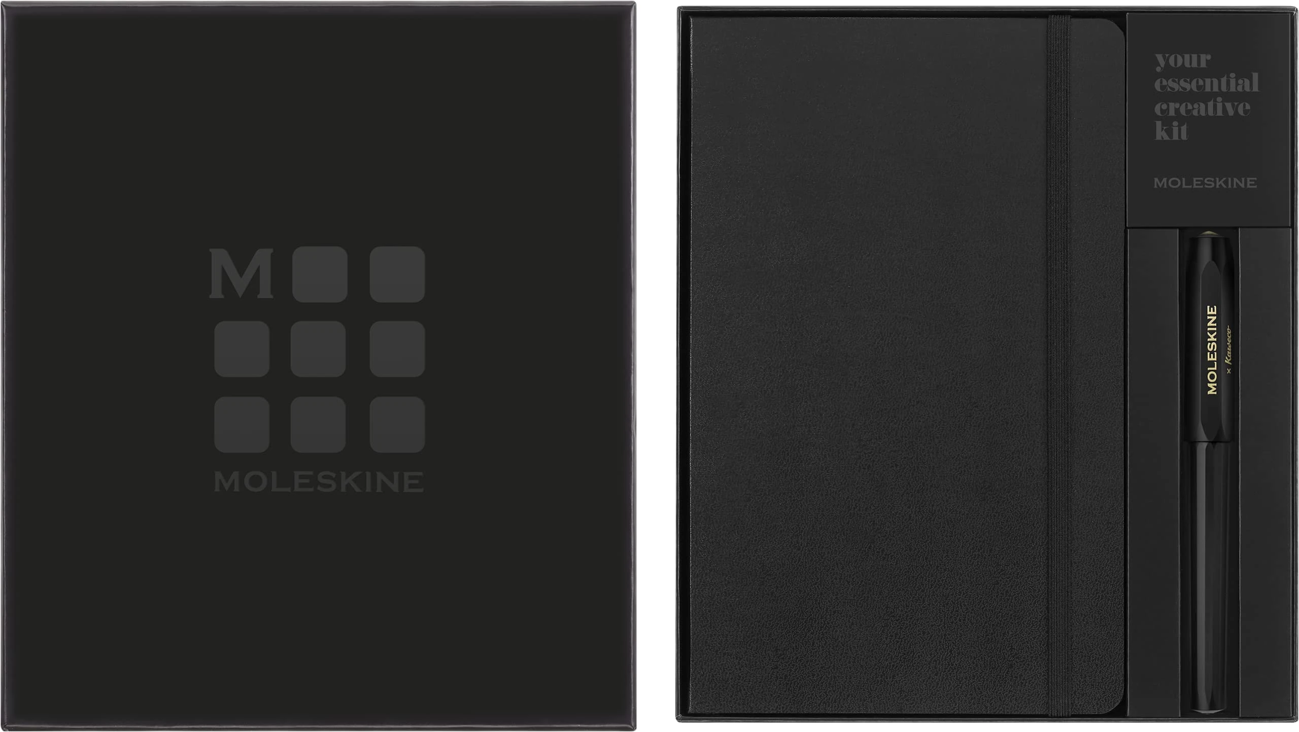 Moleskine x Kaweco - Classic Hard Cover Notebook and Rollerball Refillable Pen in ABS Plastic for Writers, Note-Takers, Refill 0.7mm with Black Ink Included, Colour Black