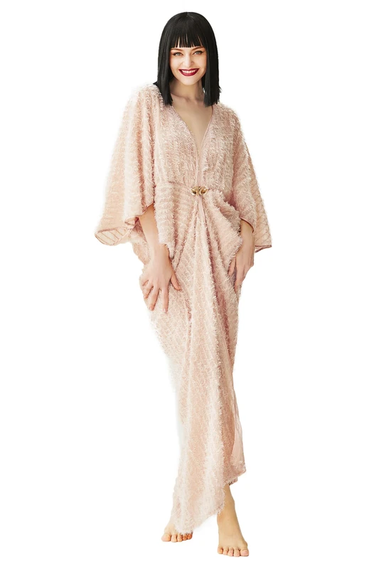BABEYOND 1920s Satin Cocoon Gown - Hollywood Style Robe Great Gatsby Party Outfit Batwing Sleeves Art Deco Coat, Pink, One Size