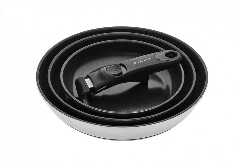 Gerlach Smart Steel Stainless Steel Frying Pan Set with Removable Handle Induction Pan 20cm 24cm 28cm Induction Cookware 3pcs