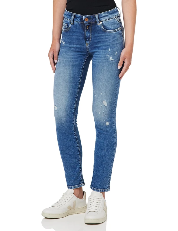 REPLAY Women's WA429 Faaby 573 Online Jeans, Medium Blue 009, 30W / 32L