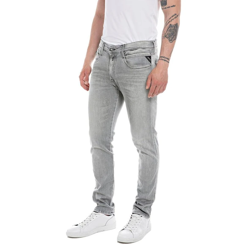 REPLAY Herren Jeans Anbass Slim-Fit Bio, Light Grey 095 (Grau), 30W / 36L