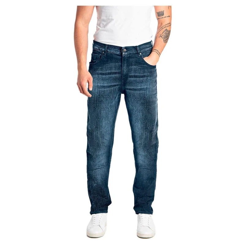 REPLAY Herren Jeans Sandot Tapered-Fit Bio, Dark Blue 007 (Blau), 30W / 32L