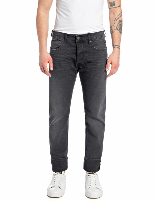 Replay Herren Jeans Grover Straight-Fit Bio, Dark Grey 097-1 (Grau), 29W / 34L