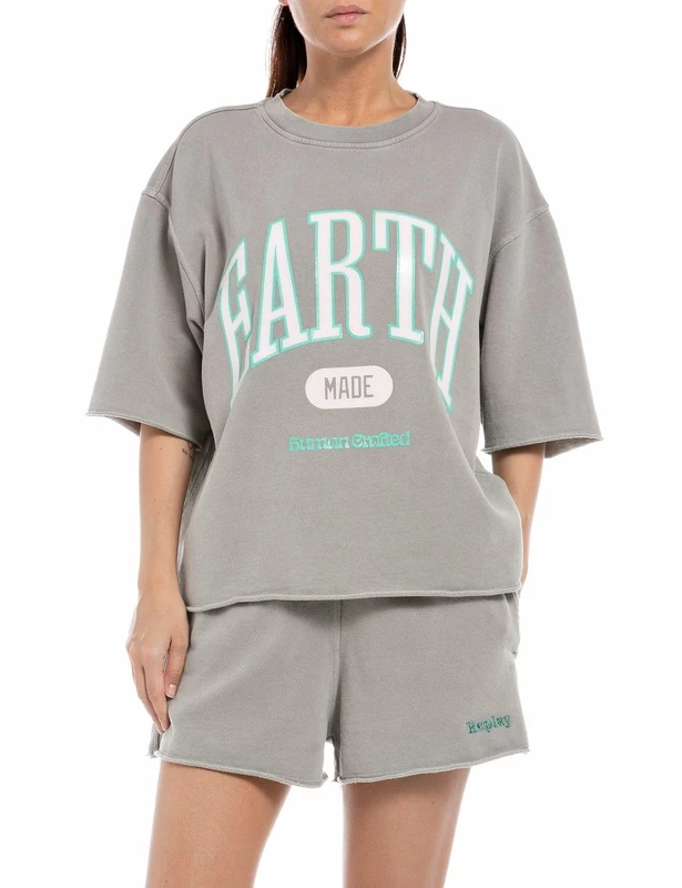 REPLAY Adult W3044 Earth Made Sweatshirt, Nepaly Grey 585, L