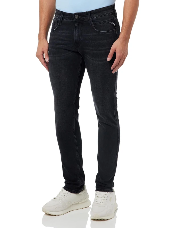 REPLAY Men's M914Y Anbass Od Black_Stretch Jeans, Dark Grey 097-2, 38W / 36L