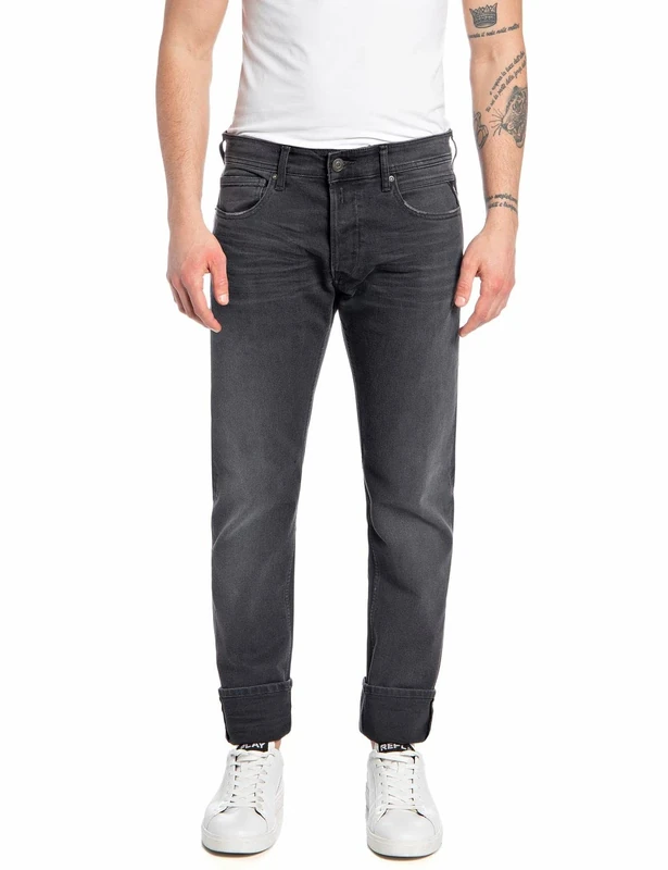 REPLAY Herren Jeans Grover Straight-Fit Bio, Dark Grey 097-1 (Grau), 27W / 30L