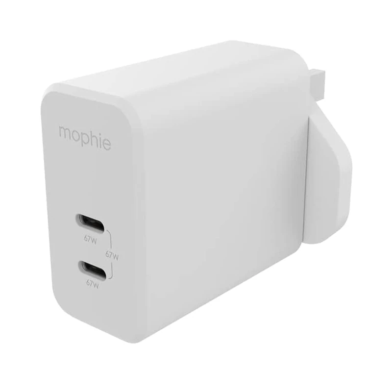 ZAGG mophie USB-C Speedport 67 Wall Charger, 67 Watts, GaN, Fast Charging, Lightning Device, (White, UK Adapter) - Image 1
