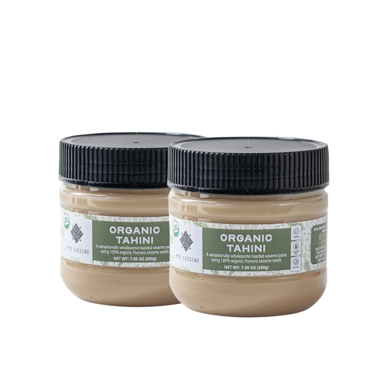 Med Cuisine 100% Organic Tahini 200gr x 2 - A Sensationally Wholesome Roasted Sesame Paste Using 100% Organic Humera Sesame Seeds (Pack of 2)