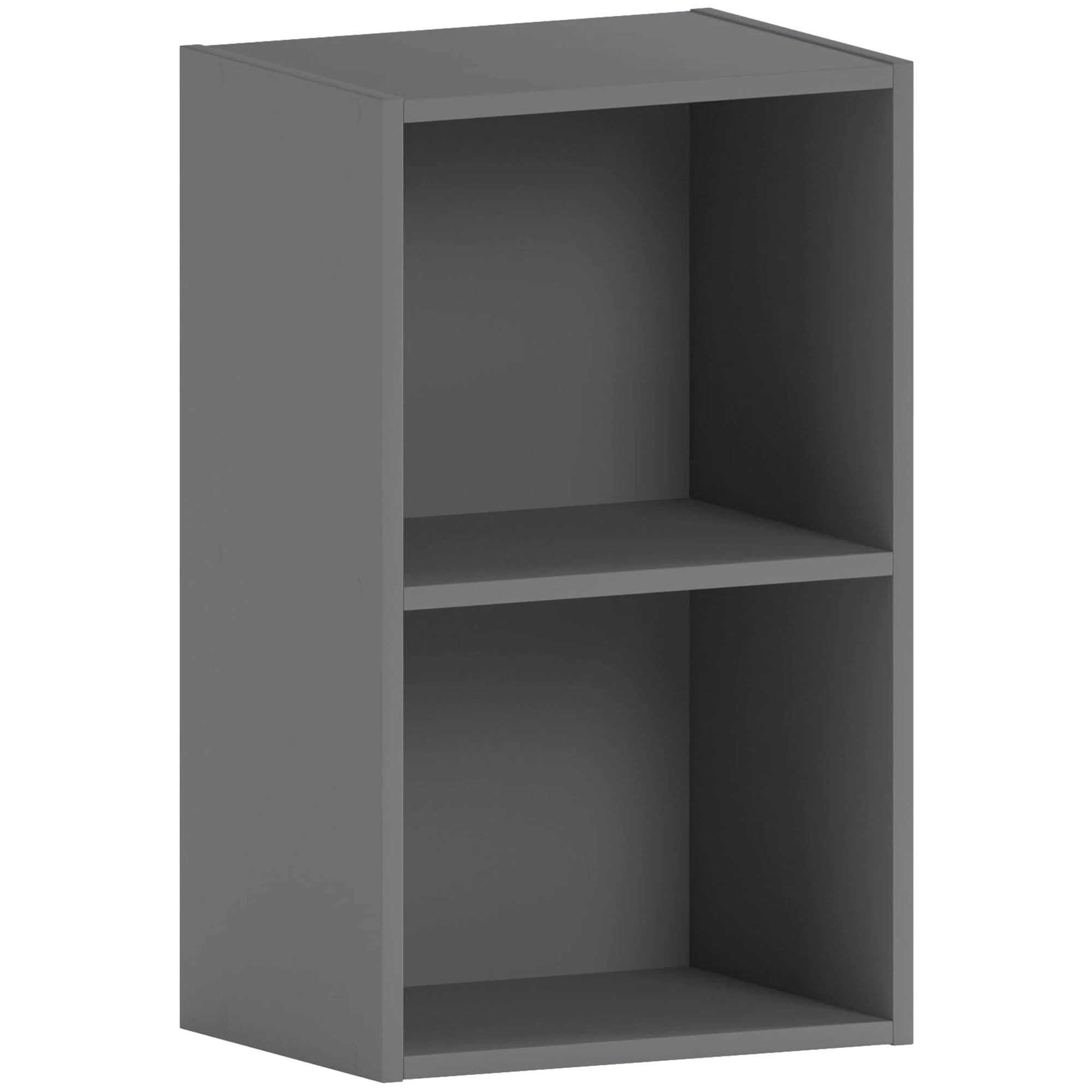 Vida Designs Oxford 2 Tier Cube Bookcase, Grey Wooden Shelving Display Storage Unit Office Living Room Furniture