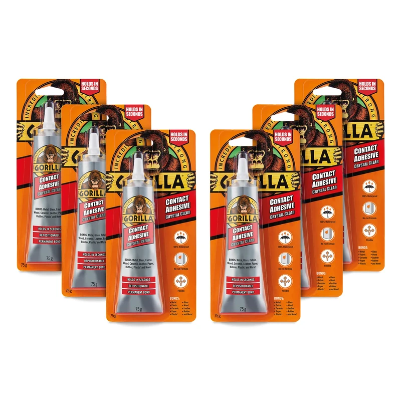 Gorilla Contact Adhesive 75g (6 Pack) - Crystal Clear Glue