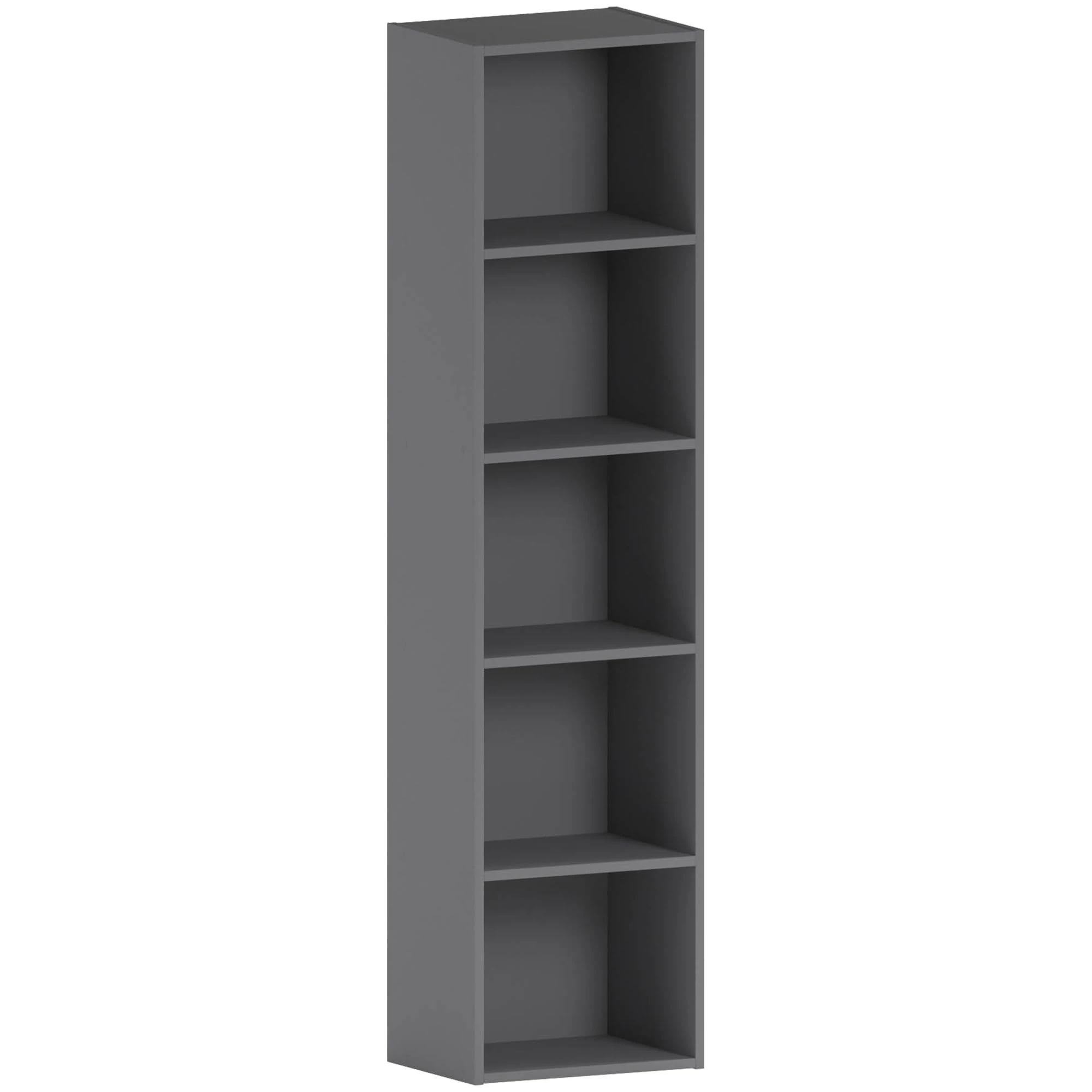 Vida Designs Oxford 5 Tier Cube Bookcase, Grey Wooden Shelving Display Storage Unit Office Living Room Furniture