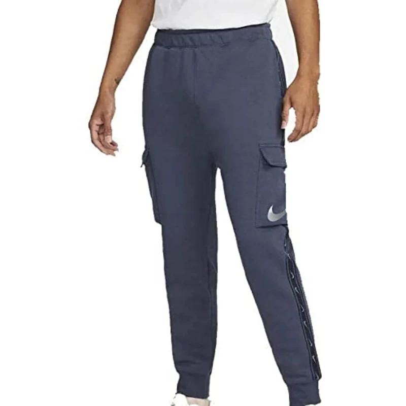 NIKE Men's Repeat Sw Flc Cargo Pants, Thunder Blue/Mtlc Cool Grey, XS