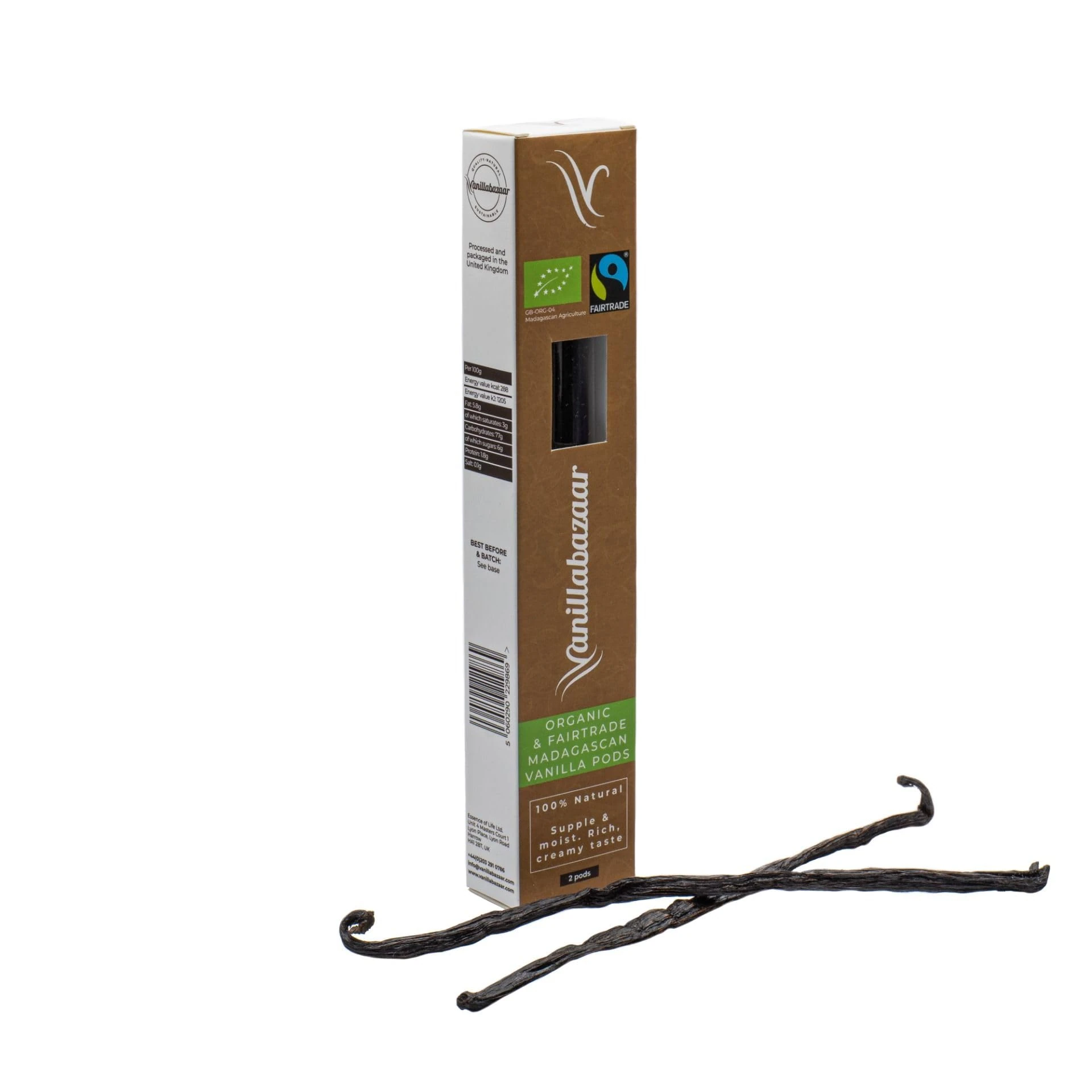 Gourmet Madagascan Vanilla Pods 15-17cm | 2 Grade A Bourbon Vanilla Beans | Gourmet Sticks for Baking & Extraction | Resealable Tube | Vanillabazaar