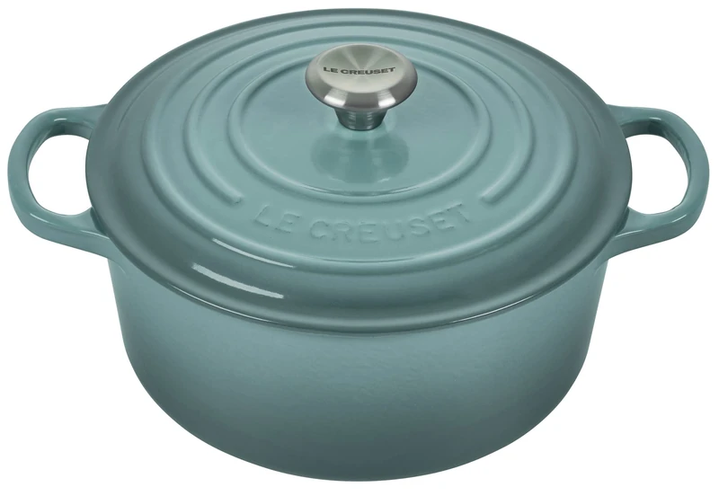 Le Creuset Signature Enamelled Cast Iron Round Casserole Dish With Lid, 22 cm, 3.3 Litre, Sea Salt