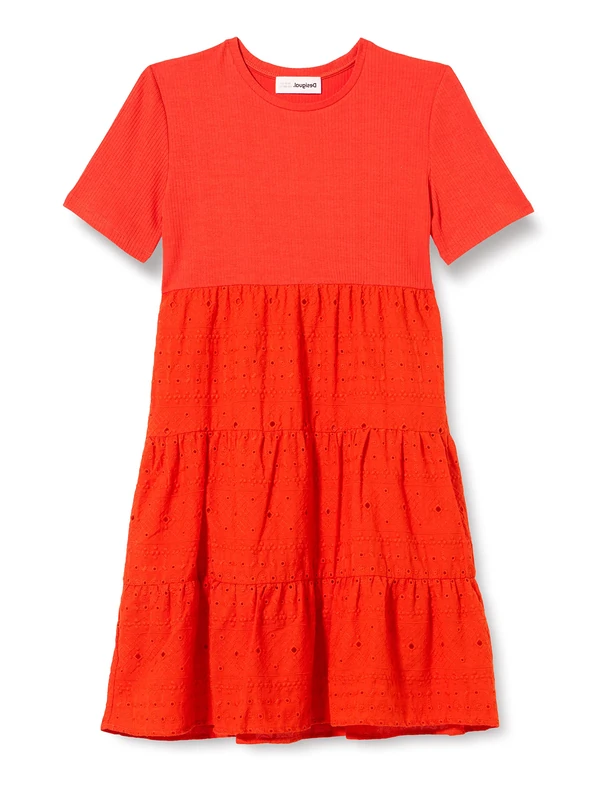 Desigual Girl's Vest_Fresia 7009 Mandarina Dress, Orange, 12 Years - Image 1