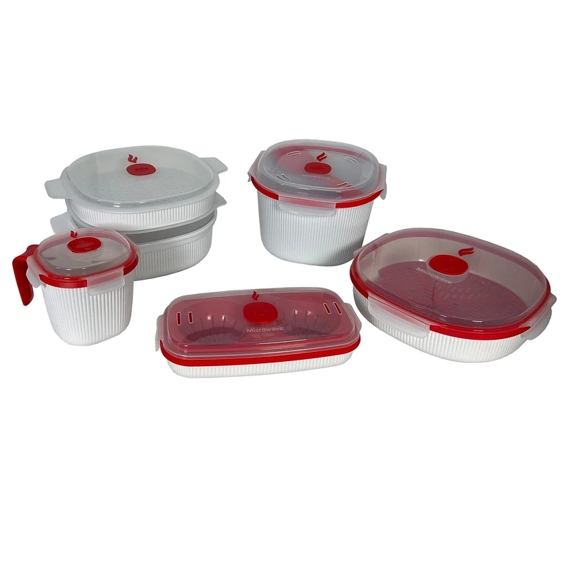 Snips Set 5 pcs of Microwave Containers, Composed Steamer 4 LT, Steamer 2 LT, Microwave Rice and Grain Cooker, Egg Cooker and Omelettes, Mug,100% Made in Italy