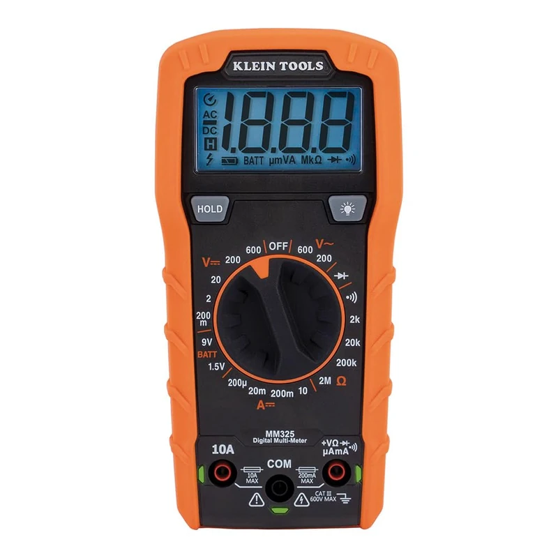 Klein Tools MM325 Multimeter, Digital Manual-Ranging 600V AC/DC Voltage Tester, Tests Batteries, Current, Resistance, Diodes, and Continuity,Black