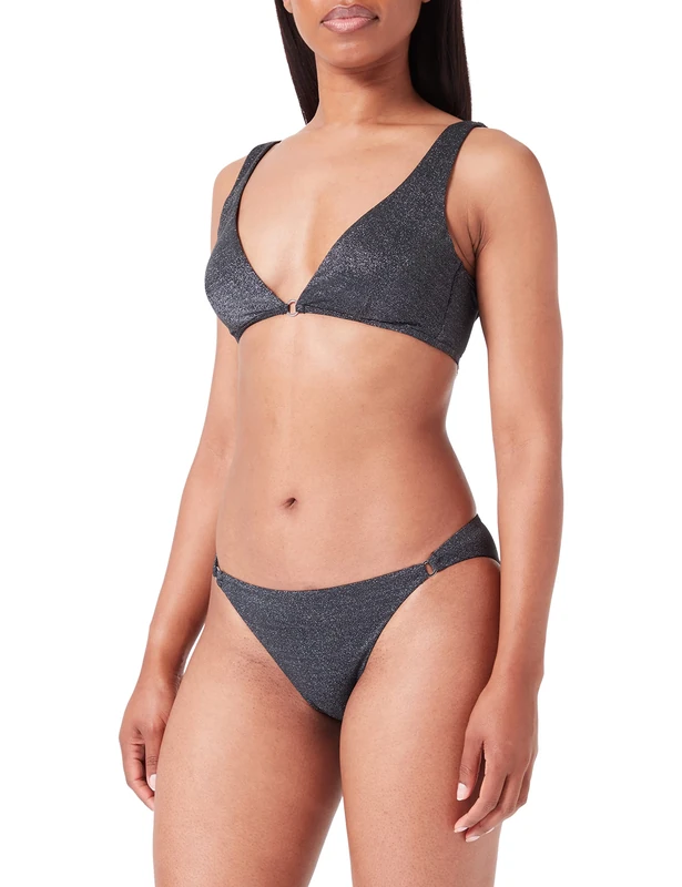 Emporio Armani Women's Lurex Textured Triangle Bikini Set - Black