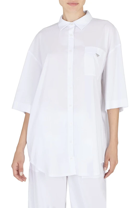 Emporio Armani Swimwear Women's Emporio Armani Ultralight Button Down Shirt, White, S/M, White, M