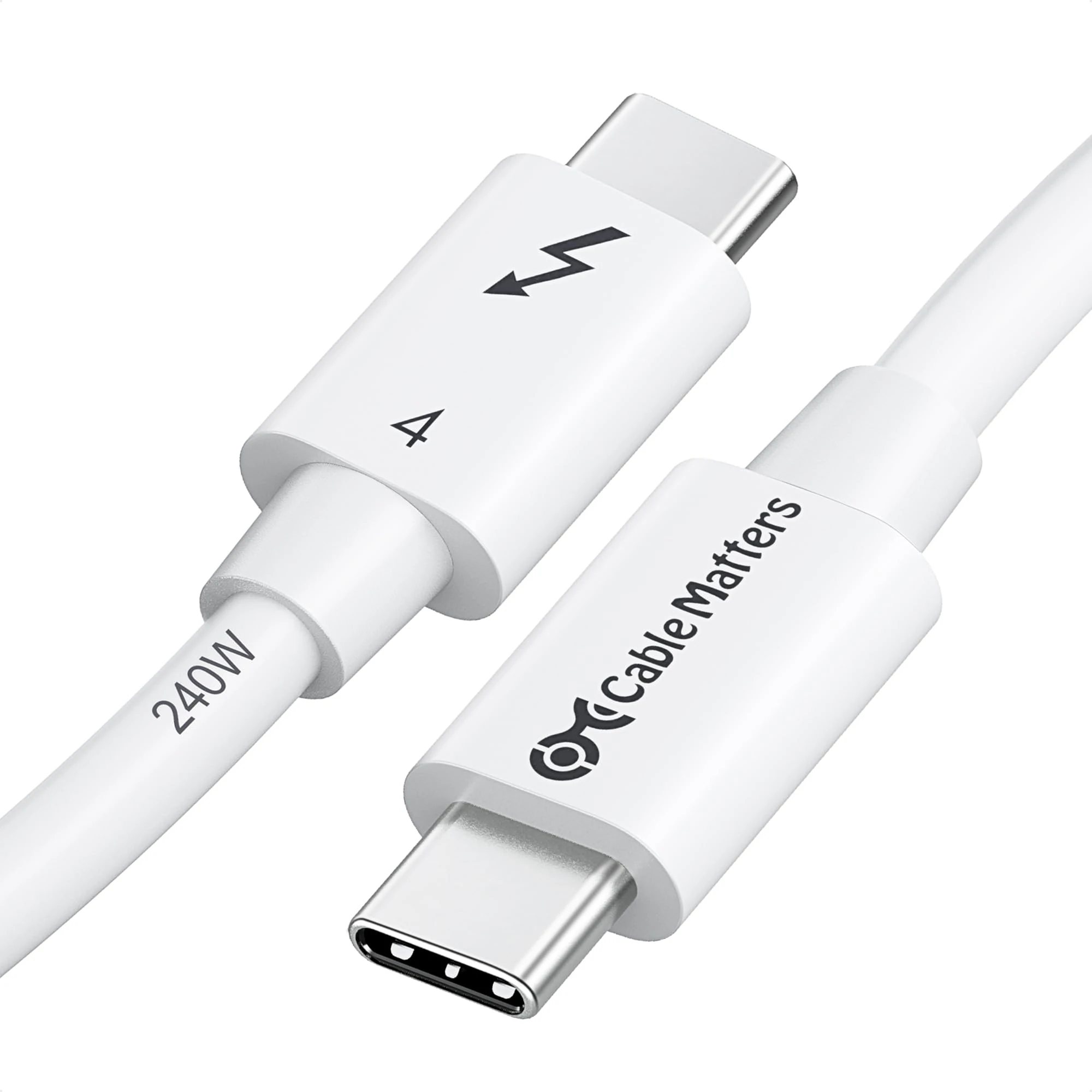 Cable Matters [Intel Certified] 40Gbps Thunderbolt 4 Cable 1m with 8K Video and 240W Charging in White - Backwards Compatible with USB4 Thunderbolt 3 Cable and USB-C