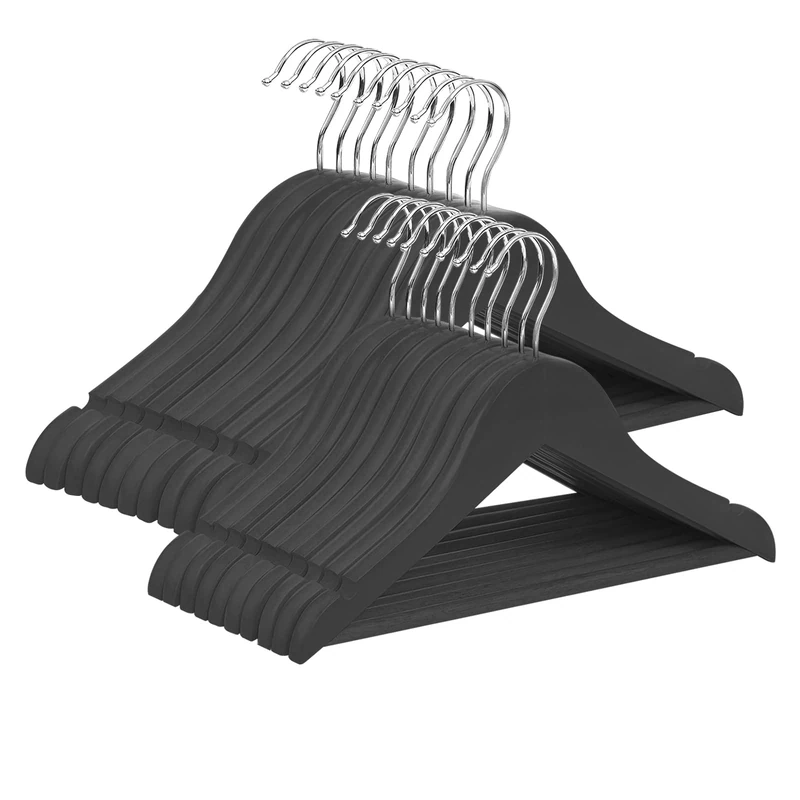 Coat Hangers,Set of 40 Natural Wood Wooden Coat Hangers with Round Trouser Bar and Shoulder Notches for Coat,Jacket,Suit,Dress,Trousers,Strong and Durable Wardrobe Space Saver