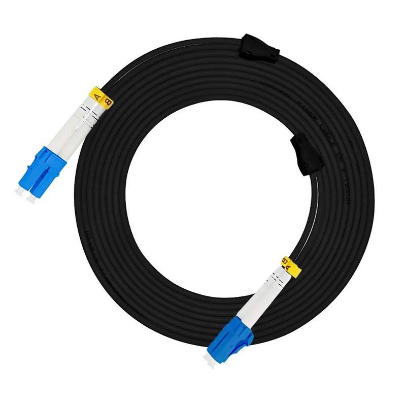 Jeirdus 40M LC to LC Outdoor Armored Duplex 9/125 SM Fiber Optic Cable Jumper Optical Patch Cord Singlemode 40Meters 130ft LC-LC