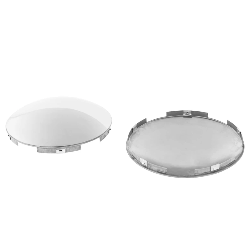 CHDT66 Semi Truck Hub Cap Cover - 5 Even Notched Dome - Premium 304 Stainless Steel Mirror Finish- for Front Wheel Universal Fit - 2 Pc Pack, Lip: 7/16" with pre-Installed Clips