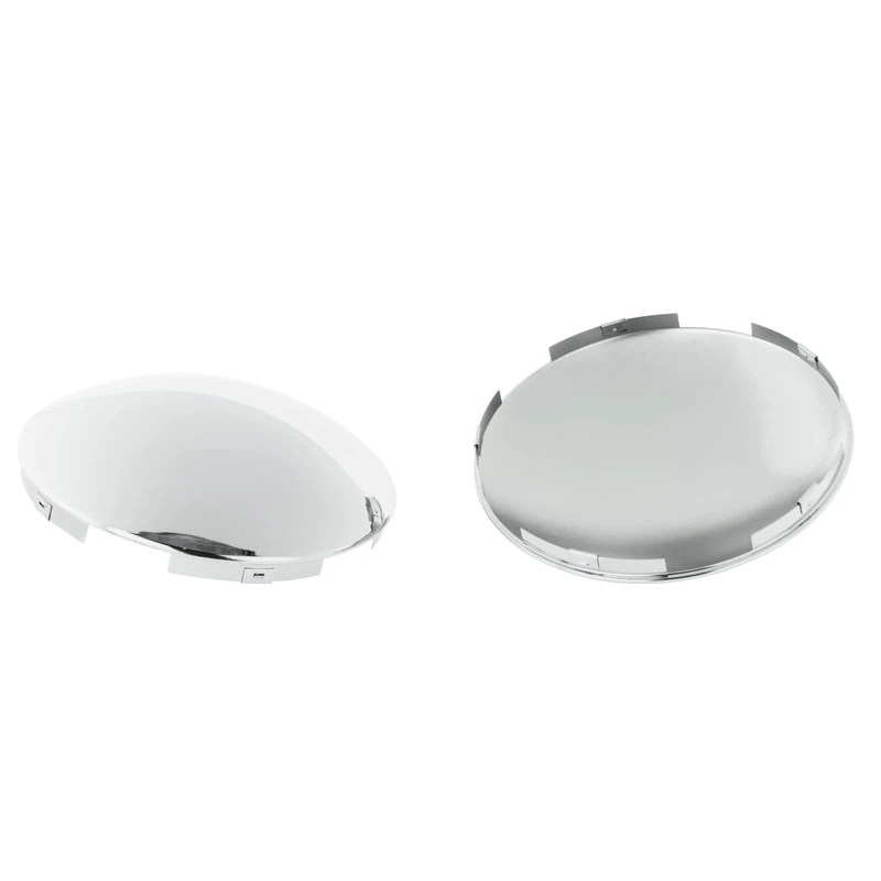 CHDT66 Chrome Front Hub Cap Kit - 2 Pc Pack, for Semi Truck Trailer and More, 5 Even Notches with 7/16" Lips, with pre-Installed Clips - Universal Fit
