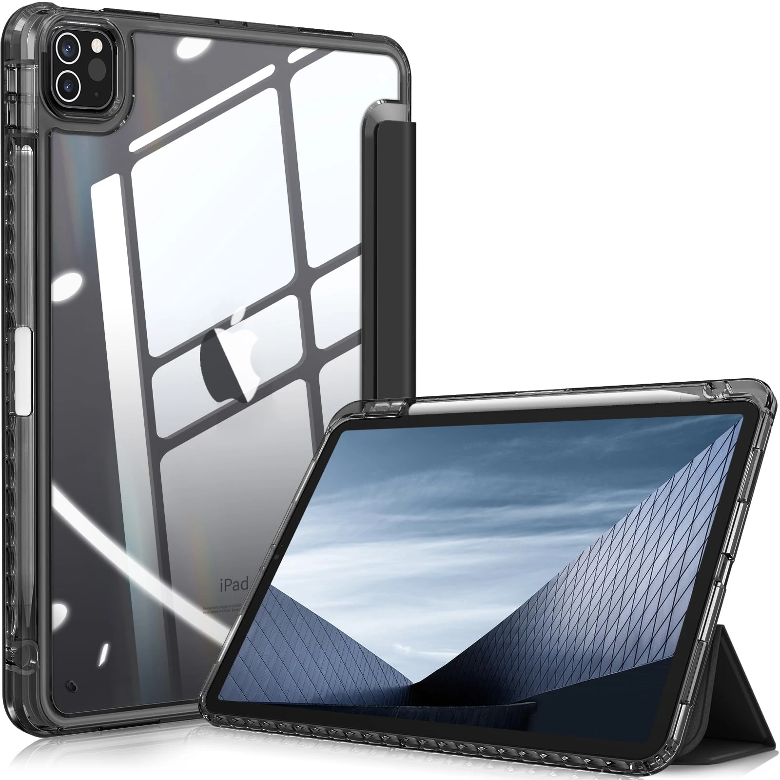 FINTIE Hybrid Case Compatible with iPad Pro 11 Inch (2022-2018) Not for 2024 - Ultra Slim Shockproof Clear Cover w/Pencil Holder, Auto Wake/Sleep, Classic Black